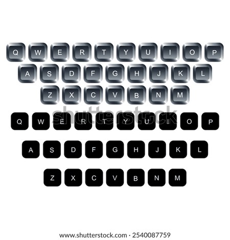 QWERTY button on laptop. Vector. A letter keyboard with a simple design that can be edited.