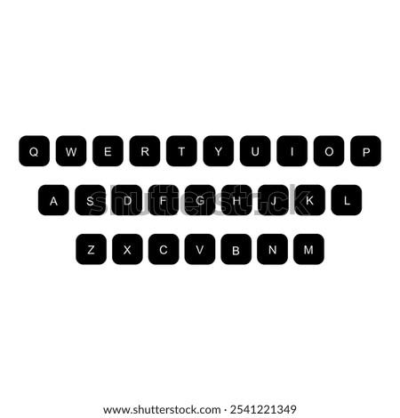 QWERTY button on laptop. Vector. A letter keyboard with a simple design that can be edited.