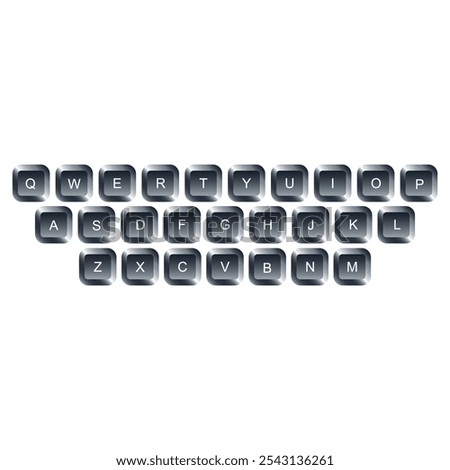 QWERTY button on laptop. Vector. A letter keyboard with a simple design that can be edited.