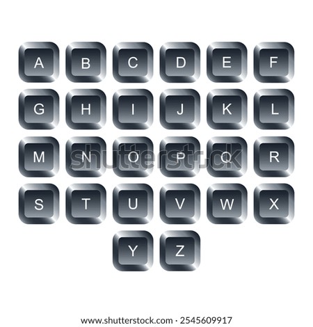 QWERTY button on laptop. Vector. A letter keyboard with a simple design that can be edited.