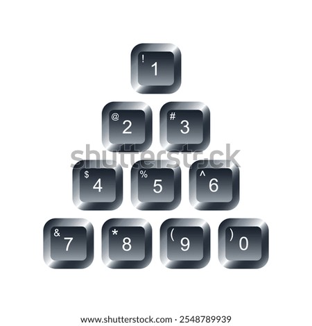 QWERTY button on laptop. Vector. A numlock keyboard with a simple editable design.