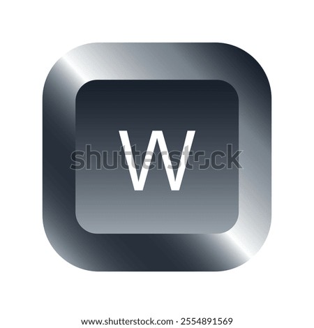 QWERTY button on laptop. Vector. W-letter keyboard with a simple editable design.