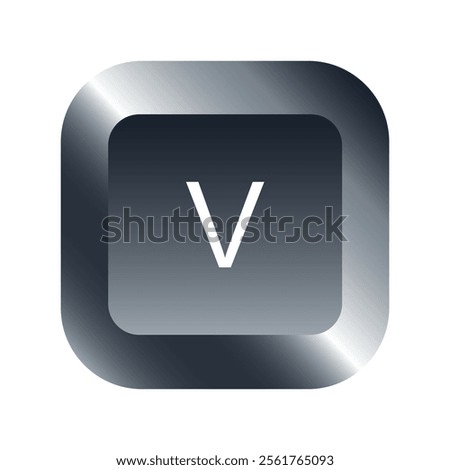 QWERTY button on laptop. Vector. V-letter keyboard with a simple editable design.