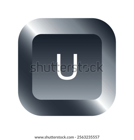 QWERTY button on laptop. Vector. U-letter keyboard with a simple editable design.