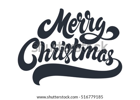 Merry Christmas Hand Drawn Lettering Design Vector Illustration. Letters Isolated On White