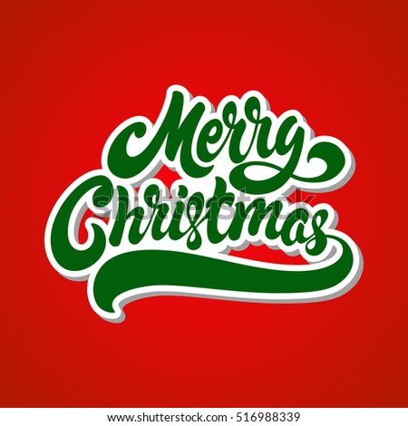 Merry Christmas Hand Drawn Lettering Design Vector Illustration 