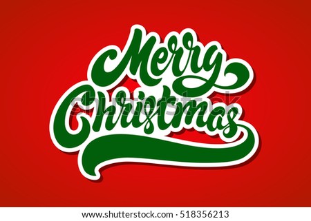 Merry Christmas Hand Drawn Lettering Design Vector Illustration ...