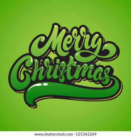 Merry Christmas Hand Drawn Lettering Design Vector Illustration ...