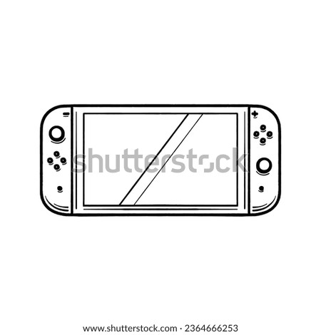 Game Console Hand Drawn Vector Illustration. Design element for shirt design, logo, sign, poster, banner, card