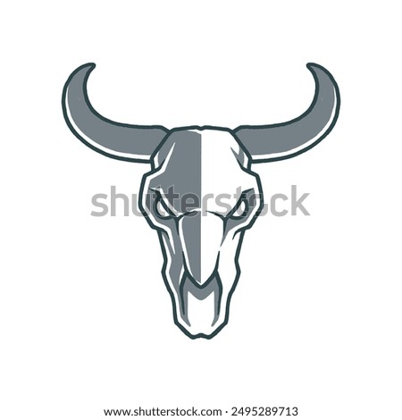 Bull skull head illustration. Bull skull logo emblem vector. Isolated on white background.