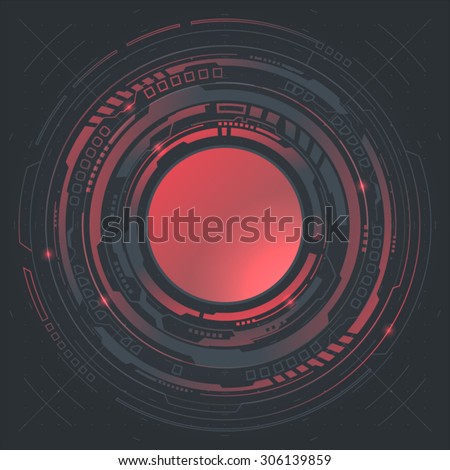 Red planet. Futuristic digital HUD interface elements. Virtual touch user. Vector illustration.