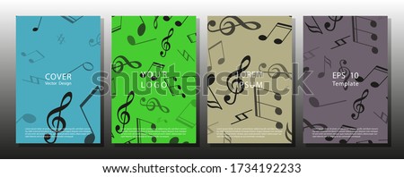 Set of musical ornament illustration concept. Vector music note background design. Music album cover. live music concept.