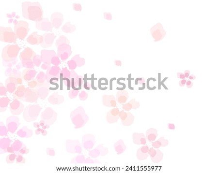 Cherry blossoms, spring flower garden vector illustration on white background. Flying petals on white wide background. 