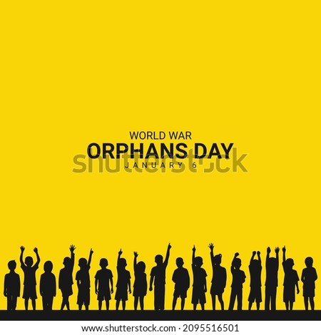World war orphans day childs raising theirs hand idea design for banner, poster, vector art