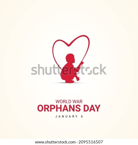 
Vector illustration, World war orphans day. child within love sign design for banner, poster.