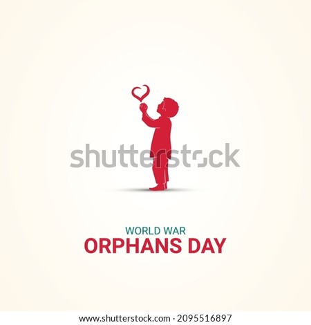 
World war orphans day, boy finding his love, design for banner, poster, vector art