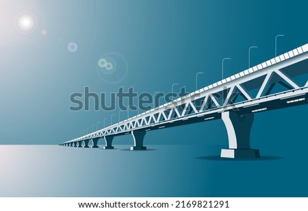 Padma bridge in Bangladesh Vector 3D illustration.