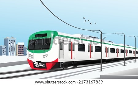 Bangladesh High speed Metro rail, day version 3D illustration, Transportation. 