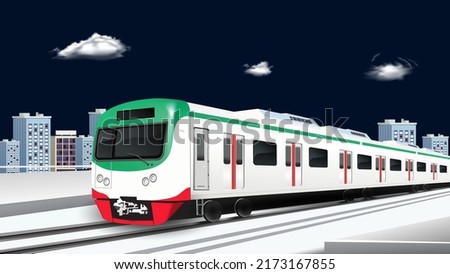 Bangladesh High speed Metro rail, Night version, 3D illustration, Transportation. 