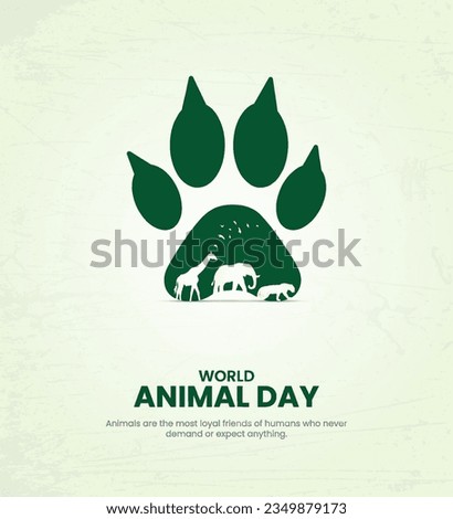 World Animal Day on October 4. 3D illustration.