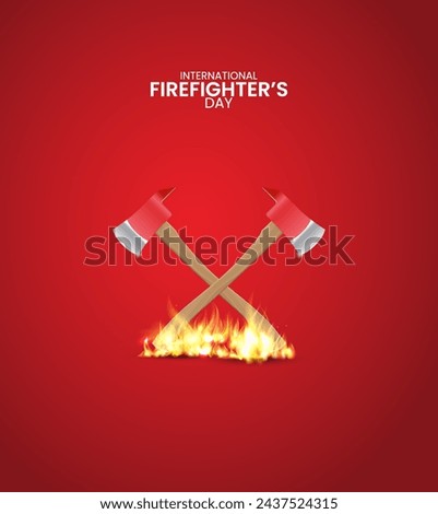 International Fire fighter day, Fire Fighter axe with fire, creative fire fighter day, 3d illustration.