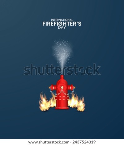 International Fire fighter day, fire hydrant, Firefighting and Rescue day creative design. 3D Illustration.