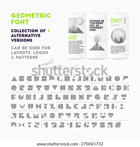 Vector geometric font collection of 3 alternative versions. High quality design element Stock fotó © 