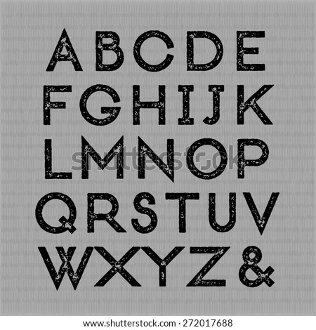 Trendy letterpress font. All caps. Vector high quality design element.