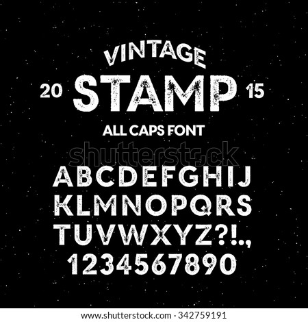 Vector vintage stamp all caps font. High quality design element. Stok fotoğraf © 