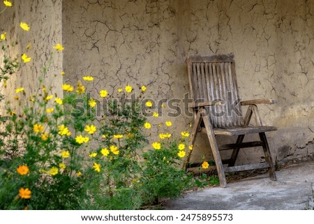 Similar – Image, Stock Photo Vintage wooden chair next to trash bin on the public street