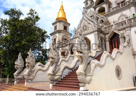 Ho Chi Minh City, Vietnam - July 2, 2015: Dragon is the familiar image of Temples in Vietnam and Asia