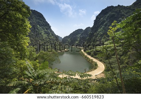 Similar – Image, Stock Photo Lake Tuyet Tinh Coc near Ninh Binh, Vietnam