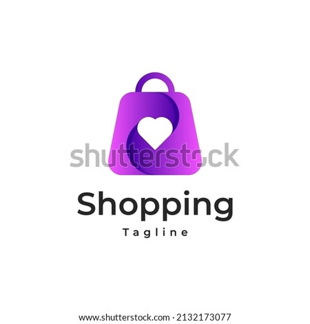shopping bag colorful logo, love vector logo
