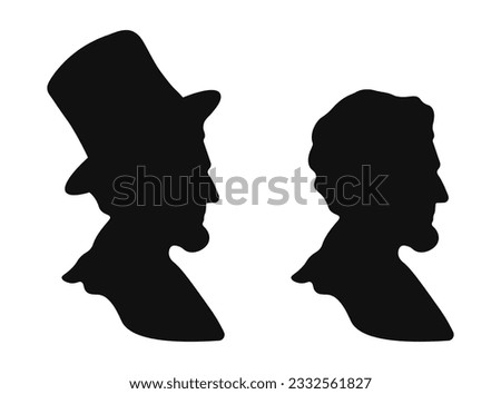 Silhouette of the 16th President of America Abraham Lincoln. Vector illustration on white background