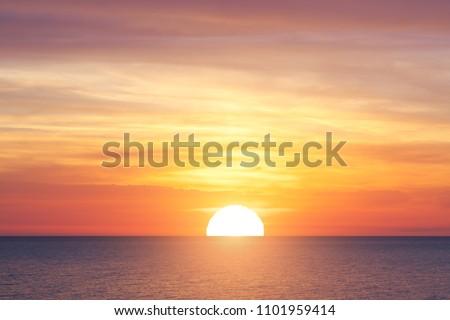 Similar – Image, Stock Photo Red sunset with calm sea in the Mediterranean