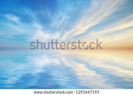 Similar – Image, Stock Photo Reflection of the sky in the harbour basin at sunset