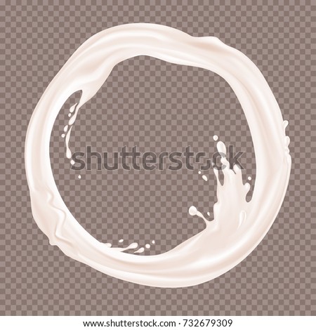 Milk splash. Realistic white drops with splashes isolated on transparent background. Vector illustration.