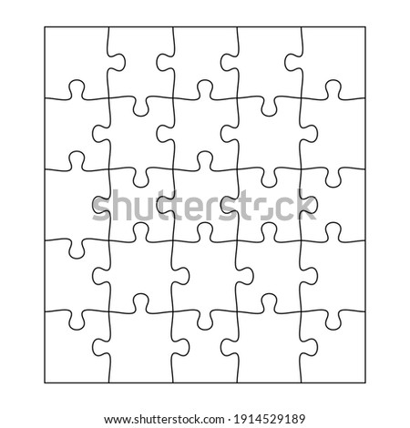 Blank Jigsaw Puzzle 25 pieces. Simple line art style for printing and web. Stock vector illustration