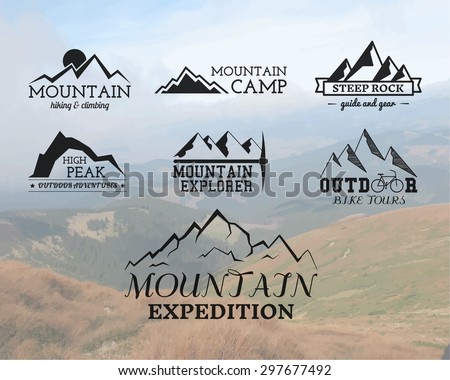 Set Of Summer Mountain Explorer Camp Badge Logo And Label Templates Travel Hiking Set Of Summer Mountain Explorer Camp Badge Logo And Label Templates Travel Hiking