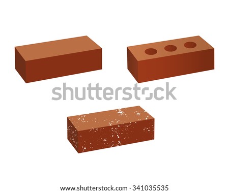 Just Brick icons set. Badge templates collection. You can use it as logo template - add text and get your own creative design. Grunge style. Isolated on white background. Vector illustration