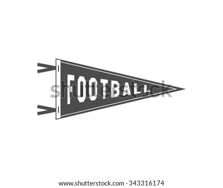 College Football Pennant Banner Icon. Sport flag, training camp emblem. University team label element. Monochrome design template. Vector sign