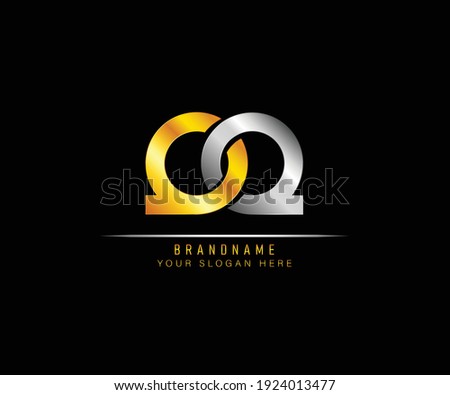 Creative elegant trendy unique artistic silver and gold color QQ initial based Alphabet icon logo. Initial letter QQ logo template. Luxury Q Q logo template.