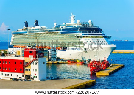 Pireus, Greece - September 8, 2014: Celebrity Reflection, the passenger cruise boat in port of Piraeus, Athens.