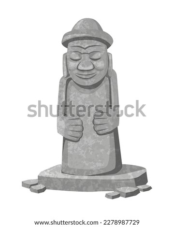 Vector illustration of Dol hareubang, Jeju iconic statue.