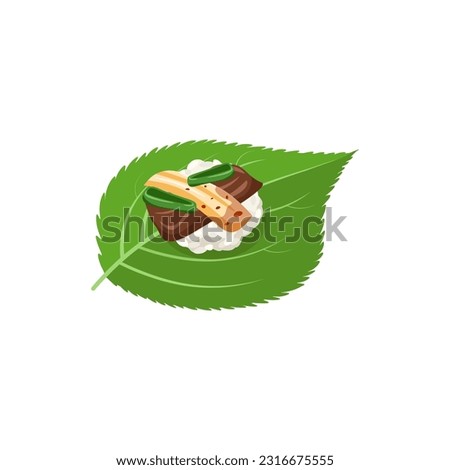 Vector illustration of ssambap, korean rice wrapped in leaves.