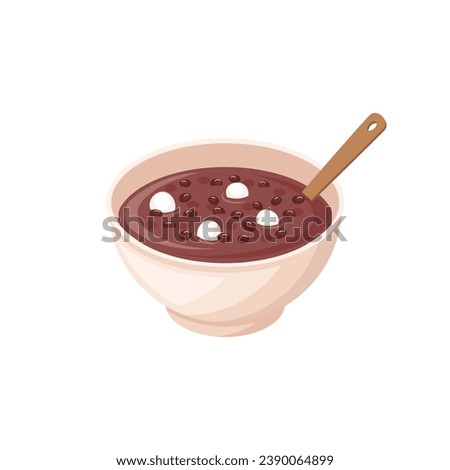 Patjuk (korean rice and red bean porridge). Chinese sweet red bean soup tang yuan (hong dou tang)