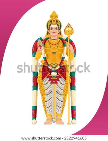 Vector illustration of Lord Murugan (skanda, kartikeya, subramaniam).