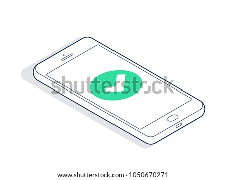 Isometric phone with checkmark. Vector illustration