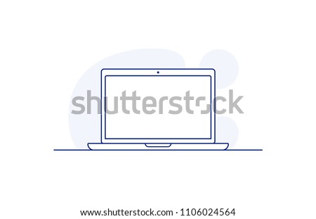 Laptop icon in line art style. Vector