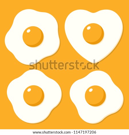 Set of fried eggs. Vector illustrations in cartoon flat style